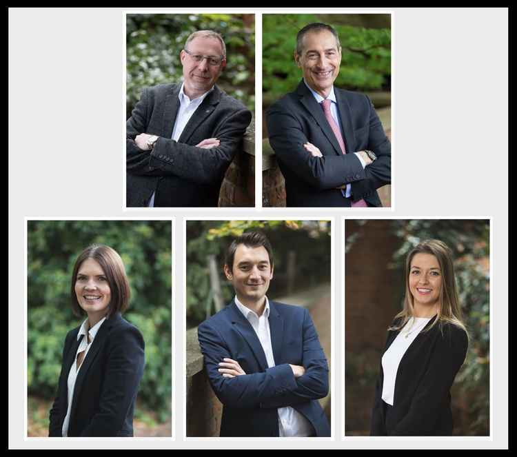 Lyndhurst Financial Management becomes main sponsor of Hitchin Nub News. PICTURE: Steve Wilson, Mark Ireland, Jo Haigh, James Wyman, Kelsey Roach