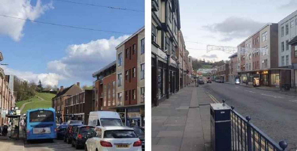 Lockdown easing: Before and after at Hitchin's Hermitage Road. CREDIT: Both pictures taken @HitchinNubNews