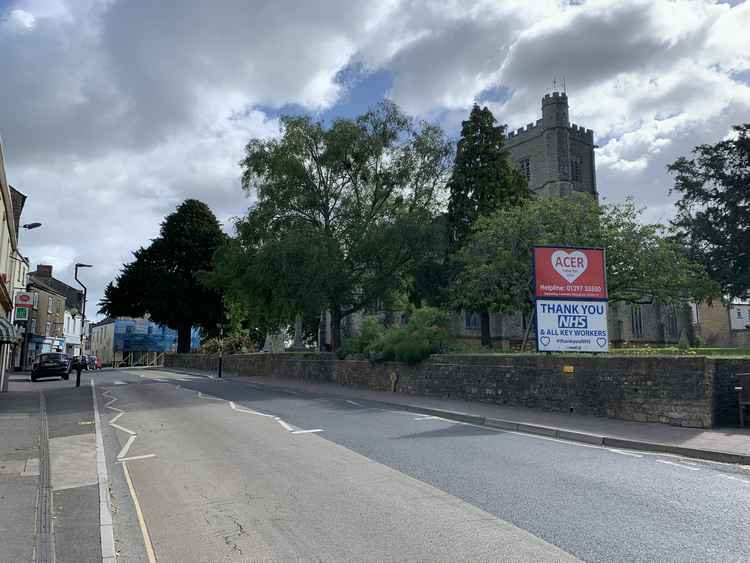 The Minster Green where Axminster residents will be invited to celebrate the coming out of lockdown on July 17th with a town picnic