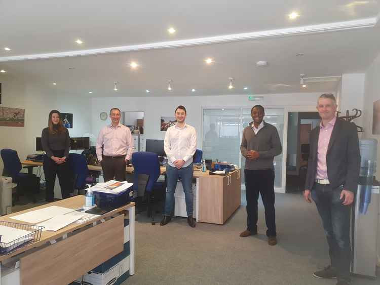 Bim Afolami MP hails Lyndhurst Financial Management as a perfect example of a top quality business at the heart of Hitchin. PICTURE: Bim Afolami with the Lyndhurst team at their office in Bridge Street. CREDIT: Hitchin Nub News