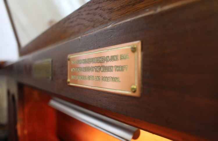 The plaque that marks the 1986 refurbishment. CREDIT: Sam McKenzie