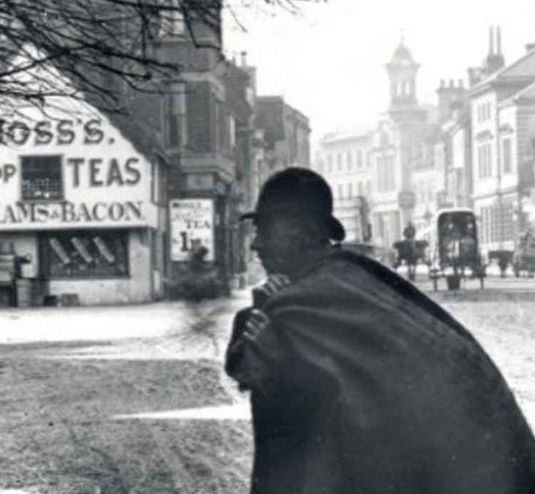 Looking back towards Hitchin High Street from Bancroft. CREDIT: NHDC/North Herts Museum