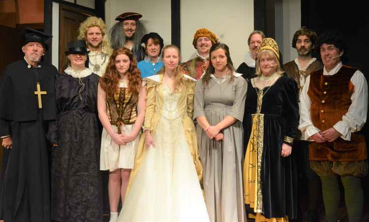 Members of the cast for Axminster Drama Club's production of Blackadder Returns, which was performed in February 2020, weeks before lockdown measures were imposed.