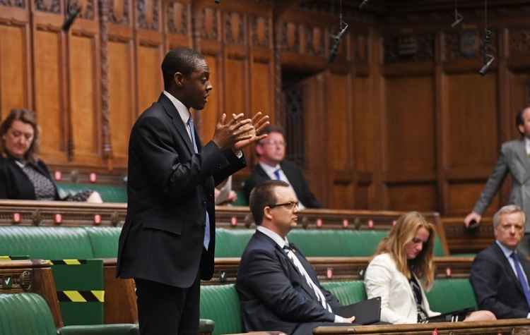 Hitchin MP Bim Afolami debating in the Houses of Parliament