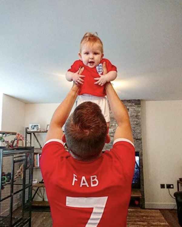 Hitchin: I'm lucky enough to have been gifted two teams at birth so let's spread the love not hate says Fabio. PICTURE: Fabio with daughter Willow during the 2018 World Cup