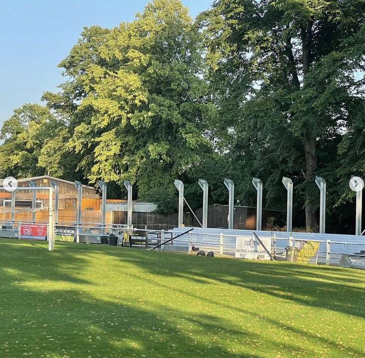 The new terracing takes shape at Top Field. CREDIT: Hitchin Town