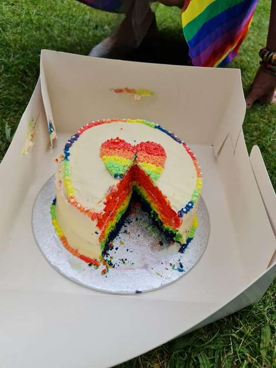 Elizabeth Dennis-Harburg's Pride Cake made for Hitchin Pride this summer