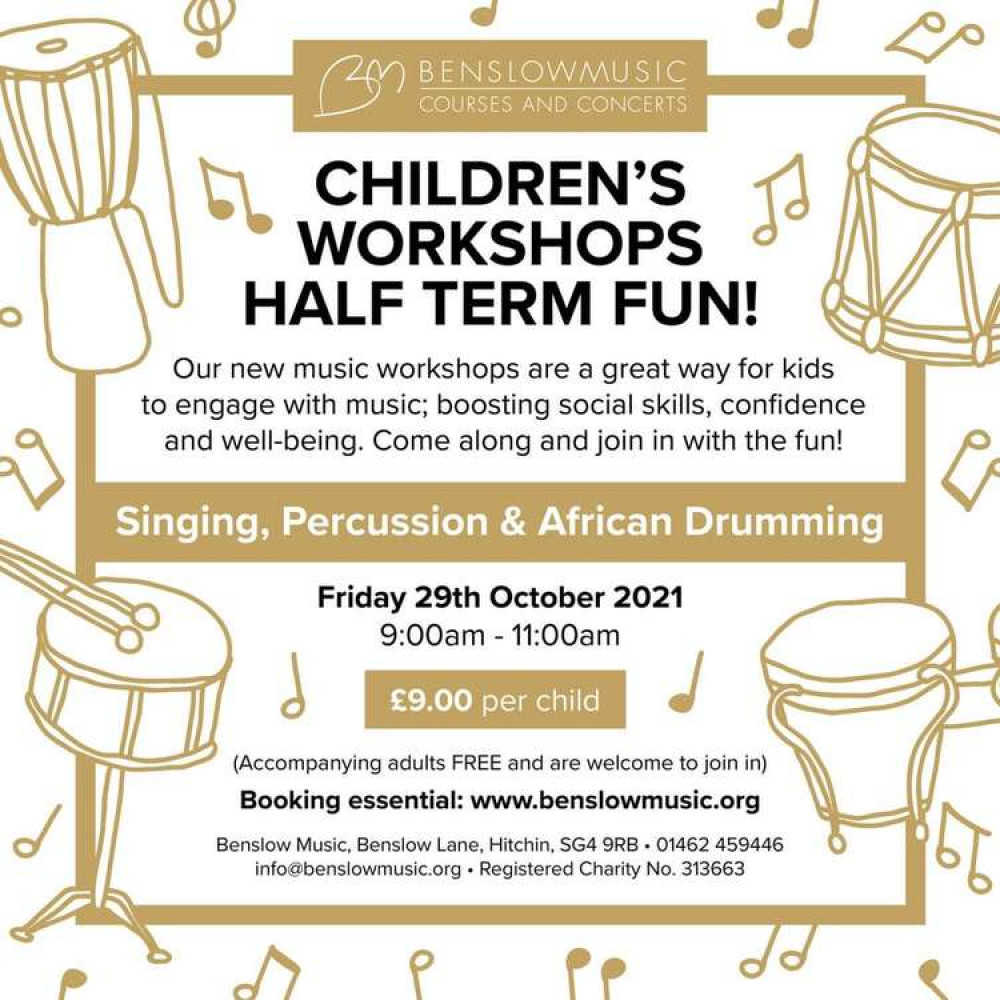 Hitchin: Want to entertain the kids during October half term? Why not try Benslow Music's children's workshop!