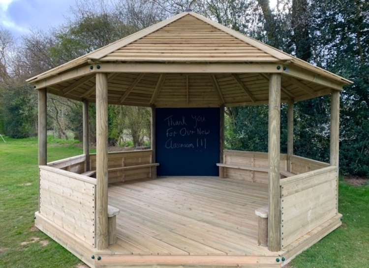 The new outdoor classroom at Preston Primary School allows children to get outside in all weathers