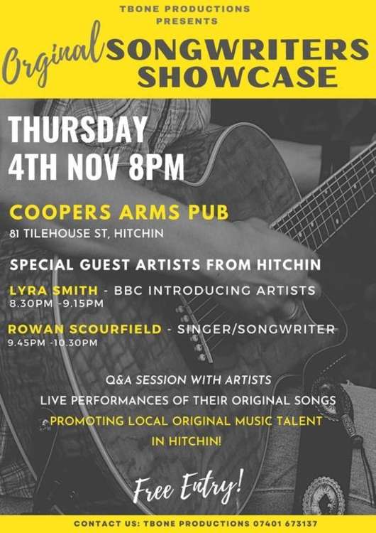 Hitchin: Talented singer-songwriter Rowan Scourfield plays live tonight - find out more