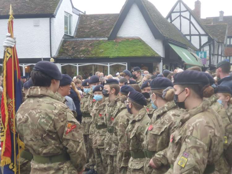 Sunday's Remembrance Day service was notable for the large number of young people present, including those from the Hitchin Army Cadet Force. CREDIT: @HitchinNubNews