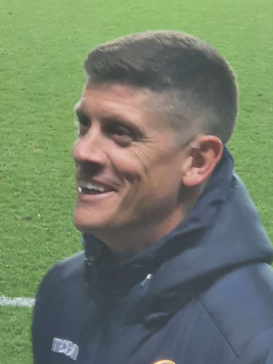 In happier times. Alex Revell pictured after Boro's encouraging 2-2 draw at League One side Milton Keynes. CREDIT: @laythy29