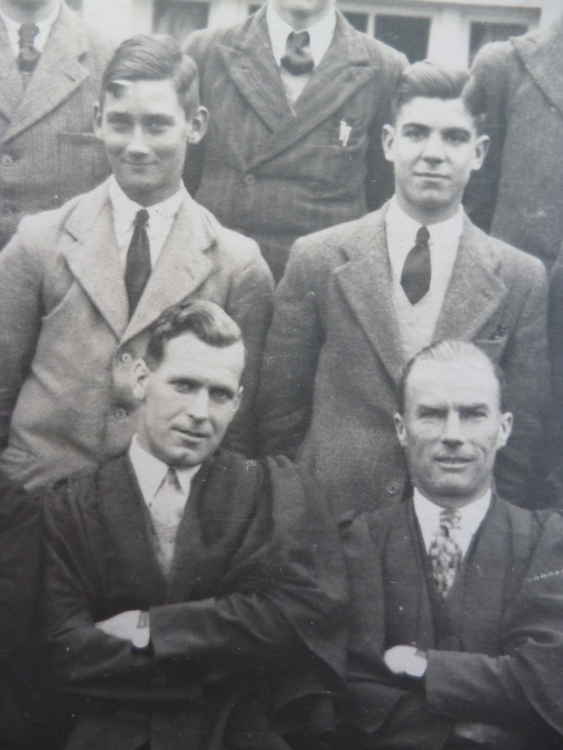 Colyton Grammar School 1938. Billy Massam – front left, Billy Jowett – front right, my father behind Billy Jowett