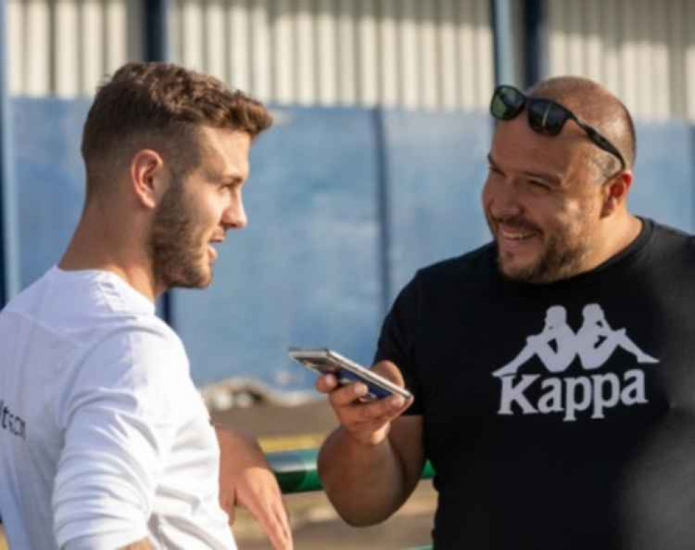 Hitchin's Jack Wilshere asks: 'What is going on?' after Arsenal legend Steve Bould leaves club. PICTURE: Jack Wilshere in discussion with Layth Yousif. CREDIT: Danny Loo