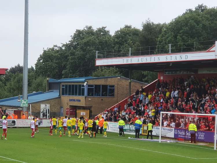 Ugly scenes at the end of the match following unrest in the away end. CREDIT: @laythy29