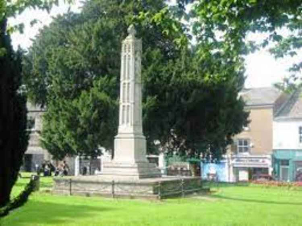 Axminster's War Memorial on the Minster Green