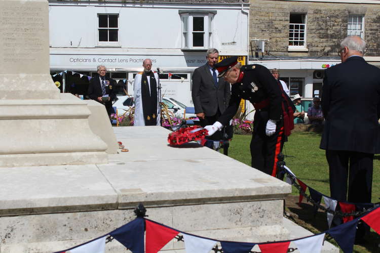 The Deputy Lieutenant of Devon, Mr Robin Barlow, lays a wreath on behalf of the Lord Lieutenant