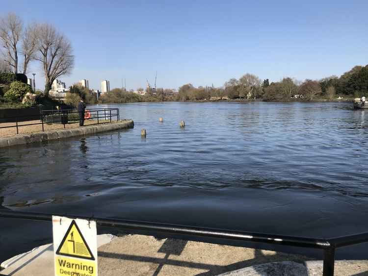 High water levels at Brentford Dock on Tuesday