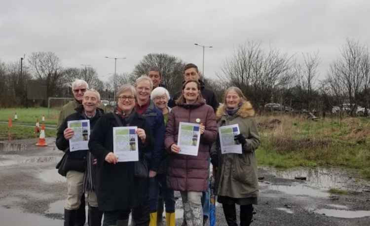 Green London Assembly candidate (second right) with Assembly Member Caroline Russell (third from left) and local campaigners next to Hounslow Urban Farm