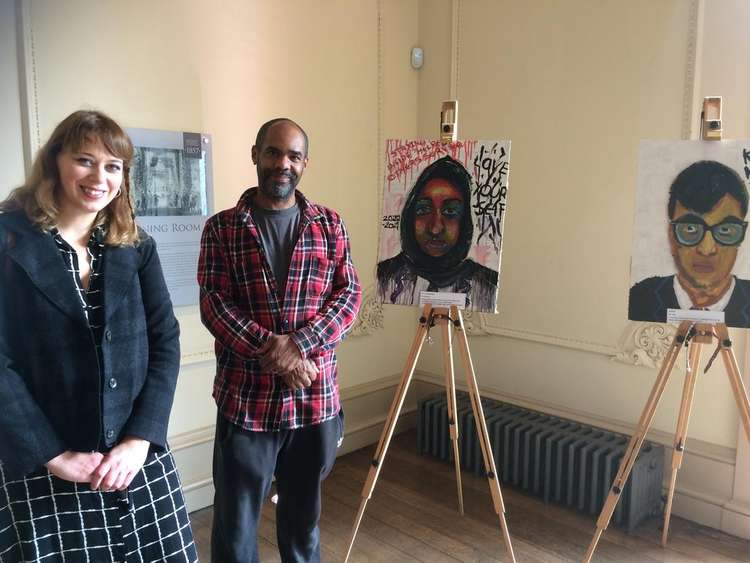 Greenford student with artist Matt Small. (Image: Gunnersbury Park & Museum)