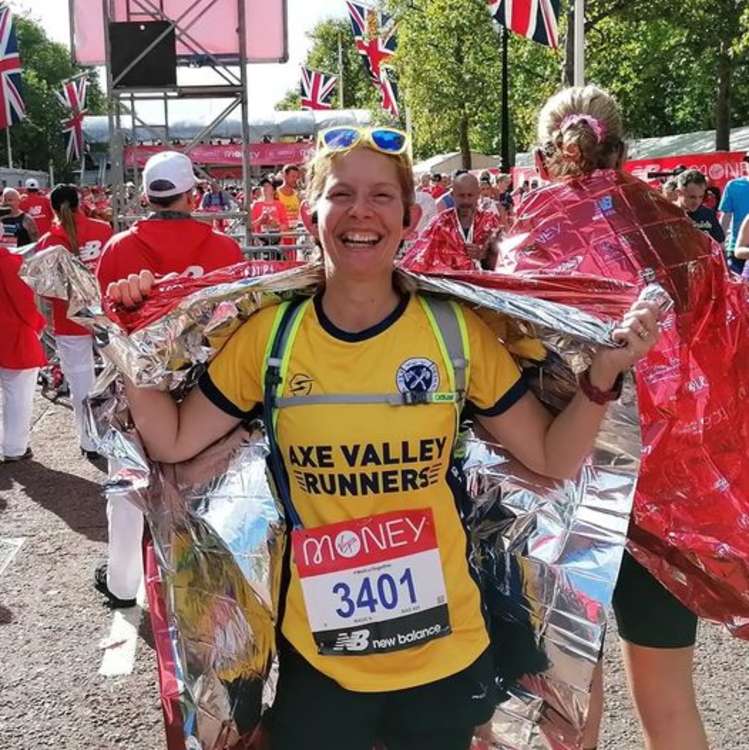 Axe Valley Runners member Caroline French after completing the London Marathon