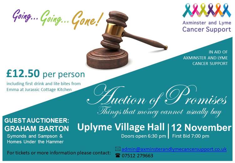 Axminster and Lyme Cancer Support will be hosting an Auction of Promises next month