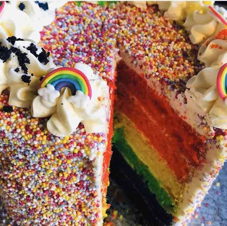 A delicious rainbow cake