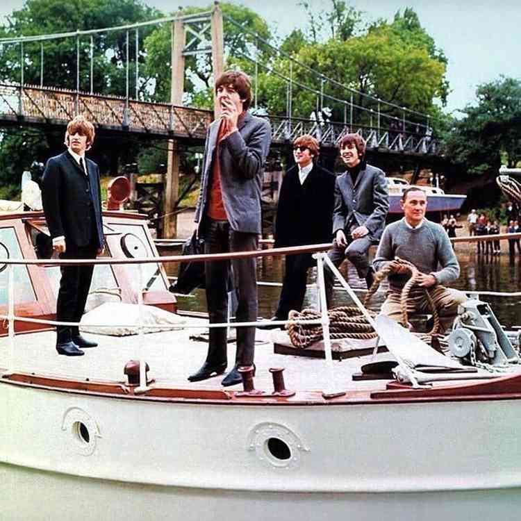 Beatles arrive at Teddington Studios on board the Thamesa on July 11th 1964