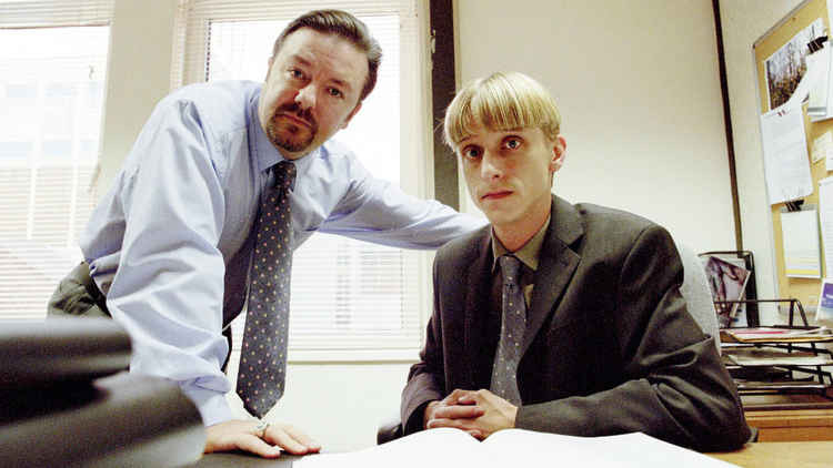 Ricky Gervais as David Brent and Mackenzie Crook as Gareth Keenan