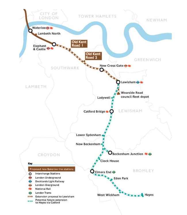 The Bakerloo line extension map