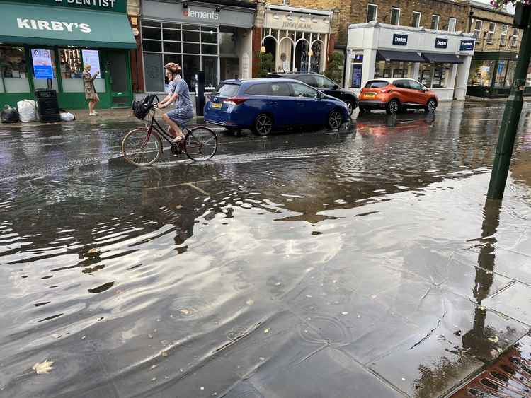 Teddington High Street during Storm Francis in August (Credit: Graham Robder)