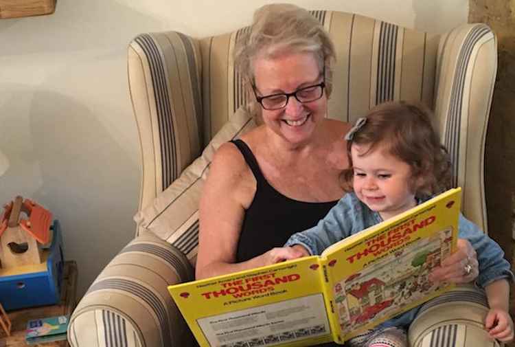MAKING MEMORIES: The cut-out granny comes to life. Millie, 2, and her grandmother, Brenda Dunn Credit: Melanie Lowis