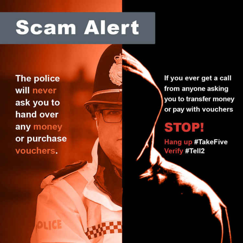 A poster warning of fraud