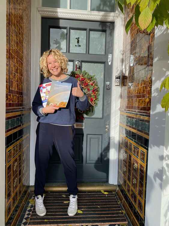 Sarah Adams gives a thumbs up after winning six Bushy and Home Park calendars