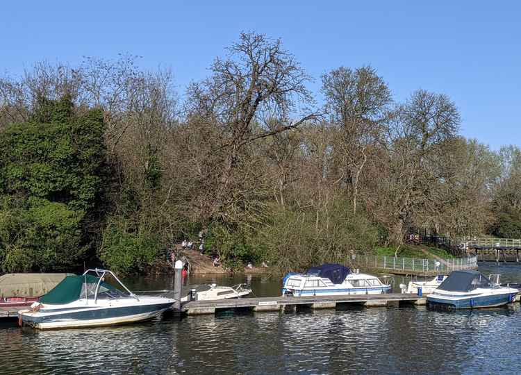 Sunseekers at the 'beach' were driven away by the tide