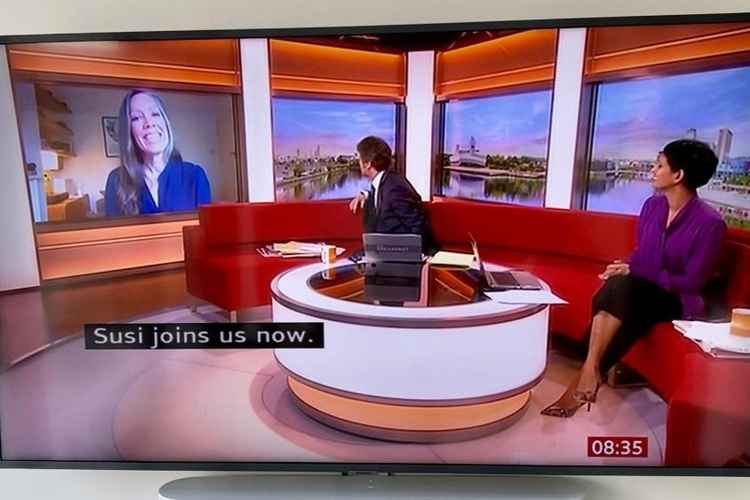 Susi being interviewed on BBC Breakfast about her fundraiser / Photo: Susi Halley