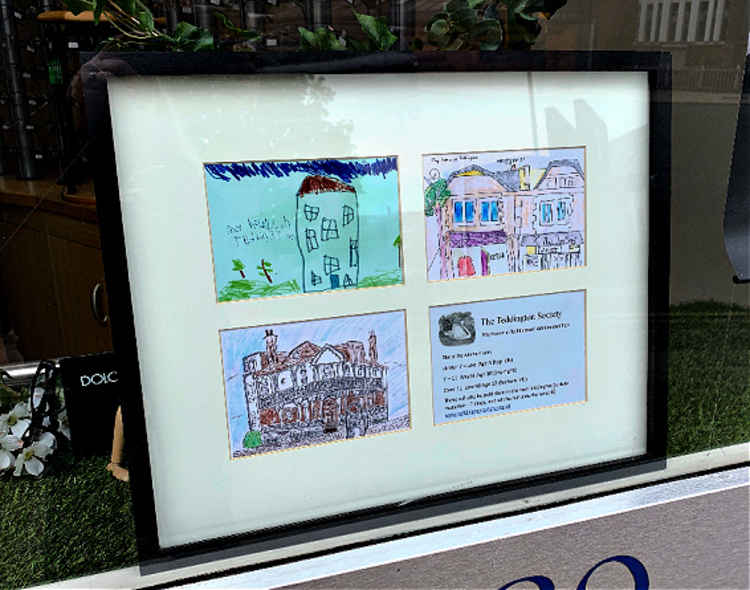 The winning entries displayed in the shop window of Sims Opticians / Photo credit: Emma Durnford/the Teddington Society