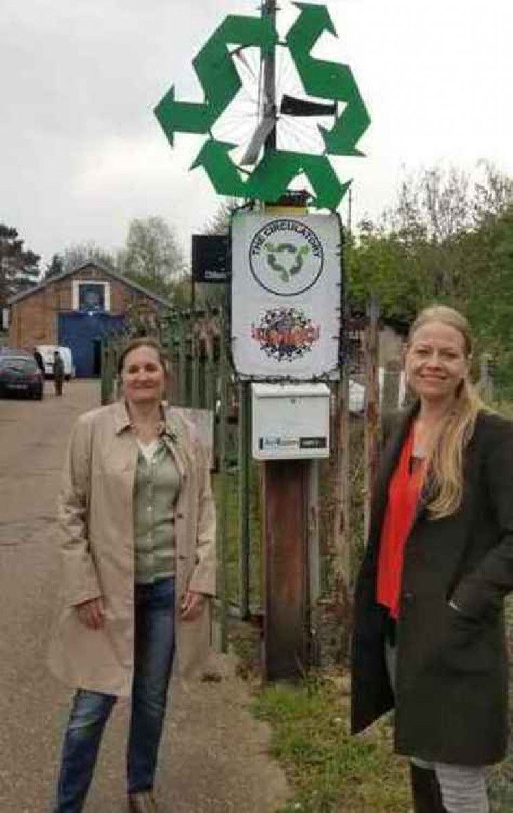 On Tuesday Andree Frieze (left) and Sian Berry, Green Party Candidate for Mayor, visited Save The World Club, a charity in Kingston that puts the principles of re-use and the circular economy into action by taking food, resources and goods that would have