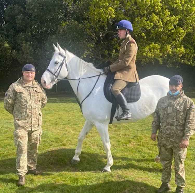 Otto the horse, with Blues and Royals soldiers