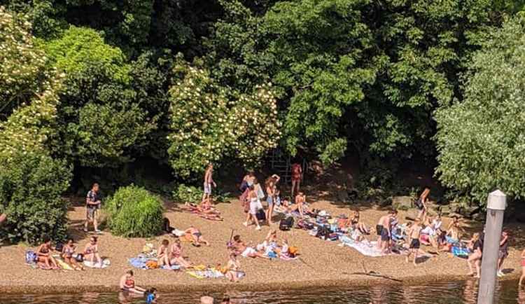 The 'beach' returned at Teddington Lock today, which has been recorded as the hottest day of the year