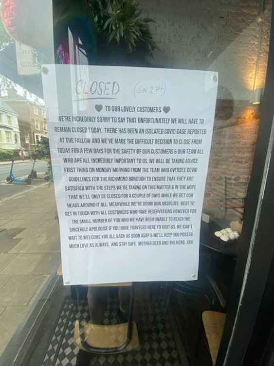 The cafe is now closed due to an isolated covid case in a staff member, but will be back soon (Credit: Stuart Higgins)