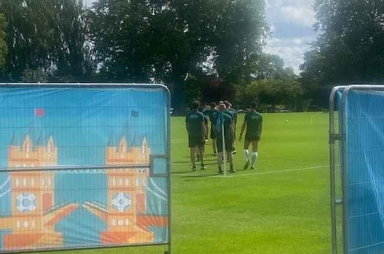 UEFA Euros officials out training in Teddington on Monday. The 16 officials for the tournament are staying here as the finals take place this week (Credit: Stuart Higgins)