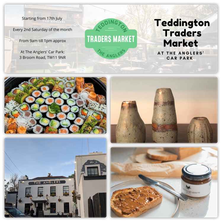 Teddington trader's market opens this Saturday 17 July. Local businesses including Sushi Bae, Raw86 Ceramics and Green Sparrow Foods all feature