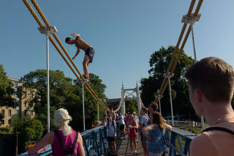 There were people seen jumping off the bridge - despite the RNLI warning that this is a very dangerous activity (Photo by Ollie G. Monk)