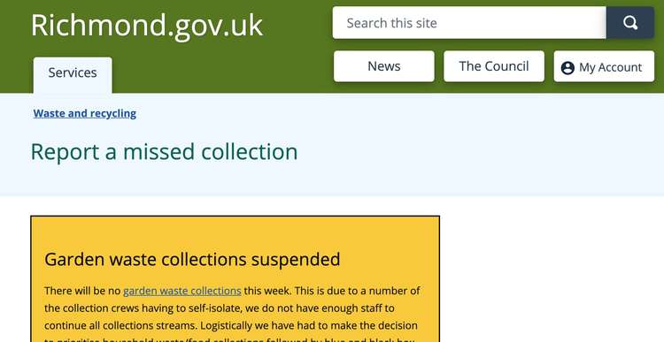 You can report a missed garden waste collection on the Richmond Council website