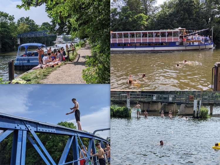 Children have been playing 'chicken' with boats, swimming in the navigation channel and going close to the Weir (Credit: Nub News)