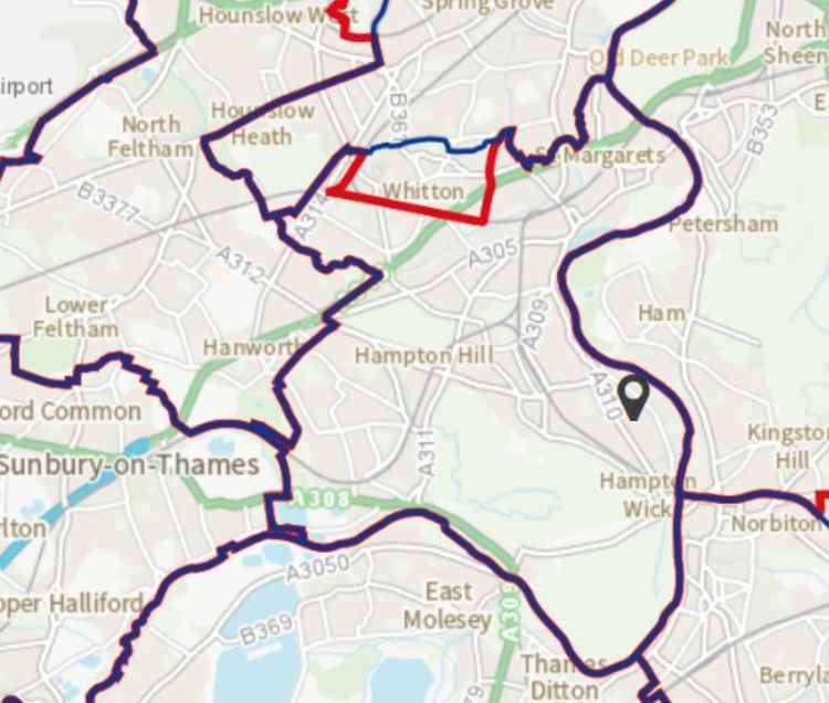 The MP has slammed plans to change Twickenham's constituency which would see Whitton split in two (Image: Boundary Commission of England)