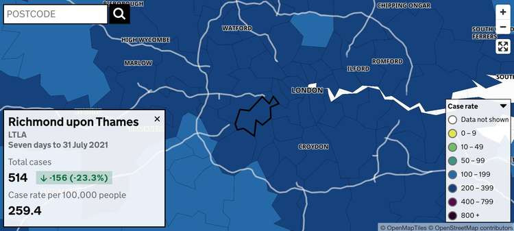 The case rate in Kingston is currently 259.4 per 100,000 people (Source: UK Government)