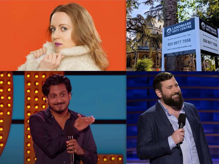 Comedy stars Ahir Shah (bottom left), Garrett Millerick (bottom right) and Annie McGrath (top left) will be performing at Teddington's Landmark Arts centre tonight (Images: Avalon and Nub News)