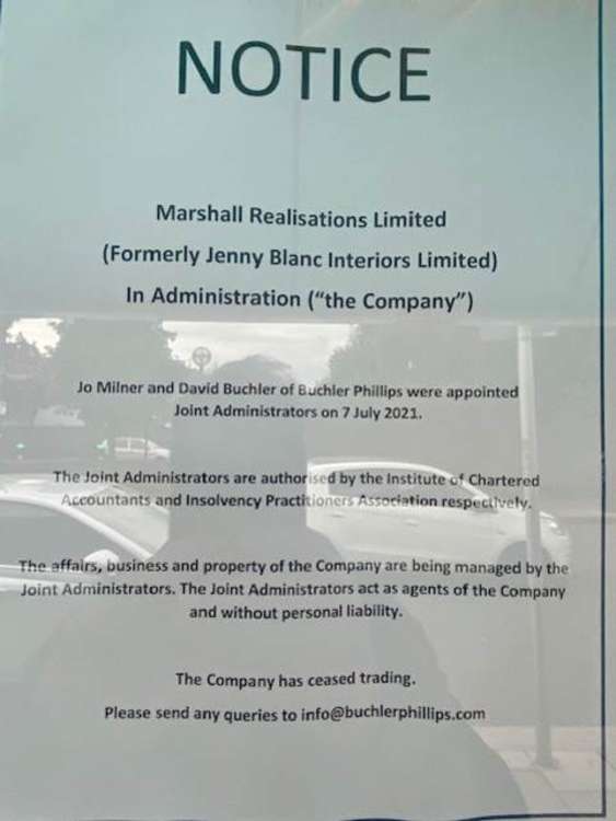 The administrator's note on the shop front door (Image: Stuart Higgins)